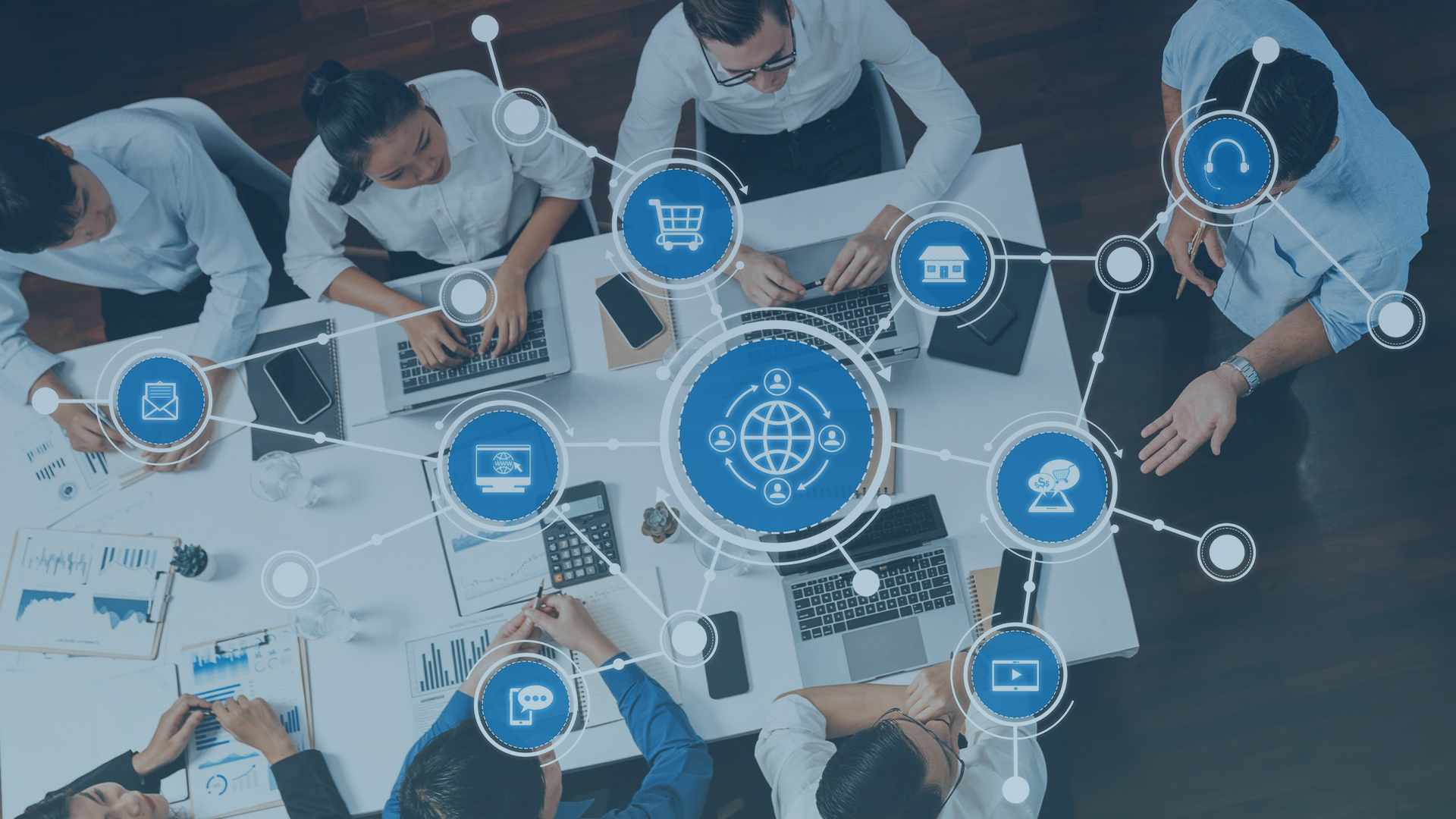 Unified communications platform showing voice video messaging integration for business